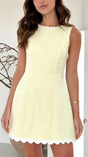 Aceline Mini Dress - Lemon / White