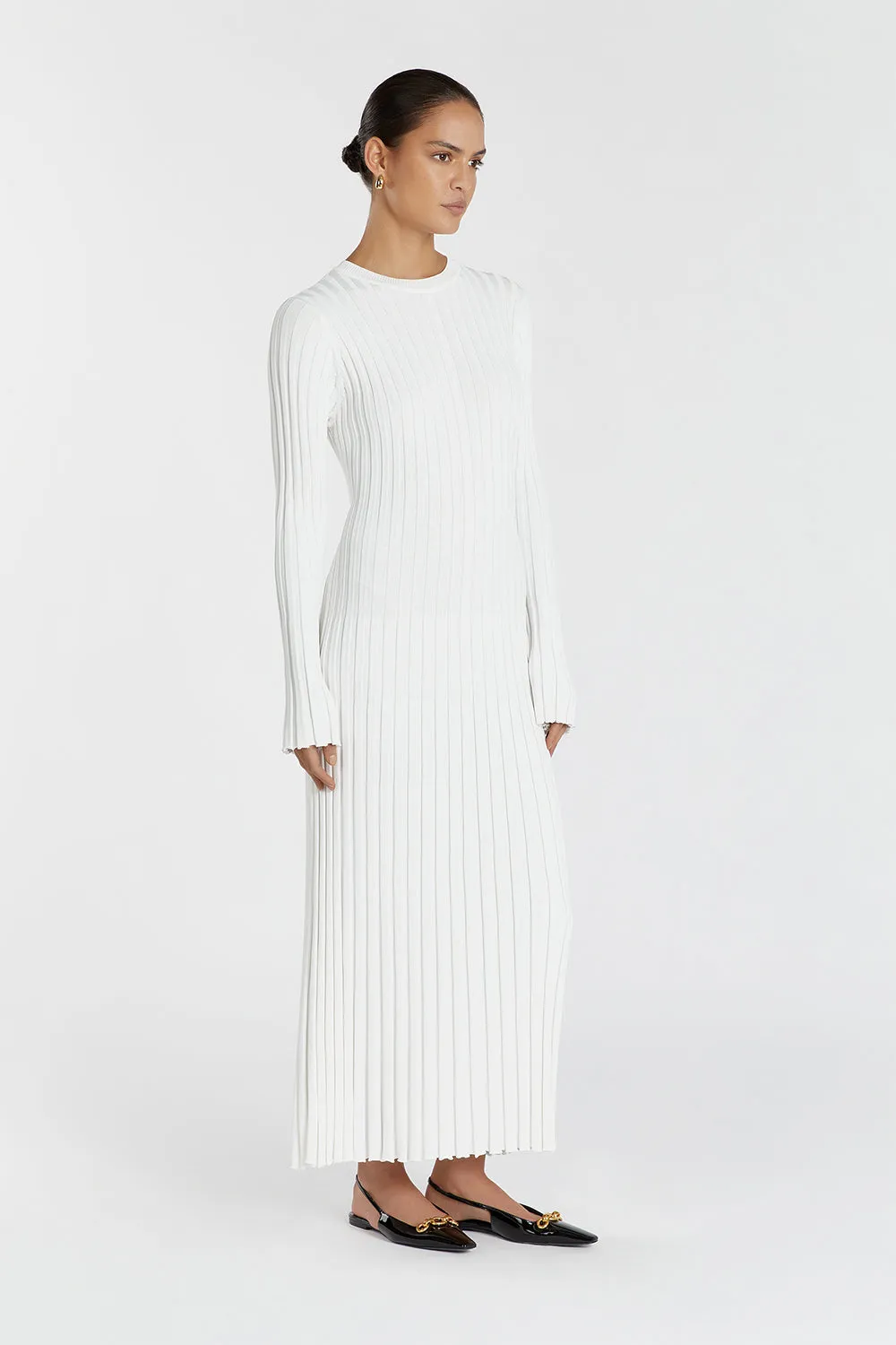 ADA OFF WHITE LONG SLEEVE MIDI DRESS