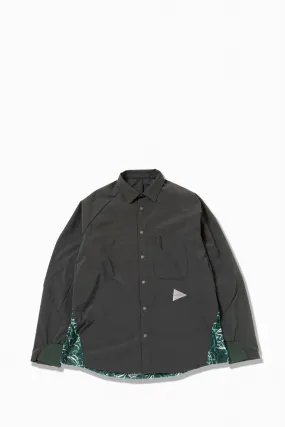 And Wander Printed Fleece Base Long Sleeved Shirt - Green