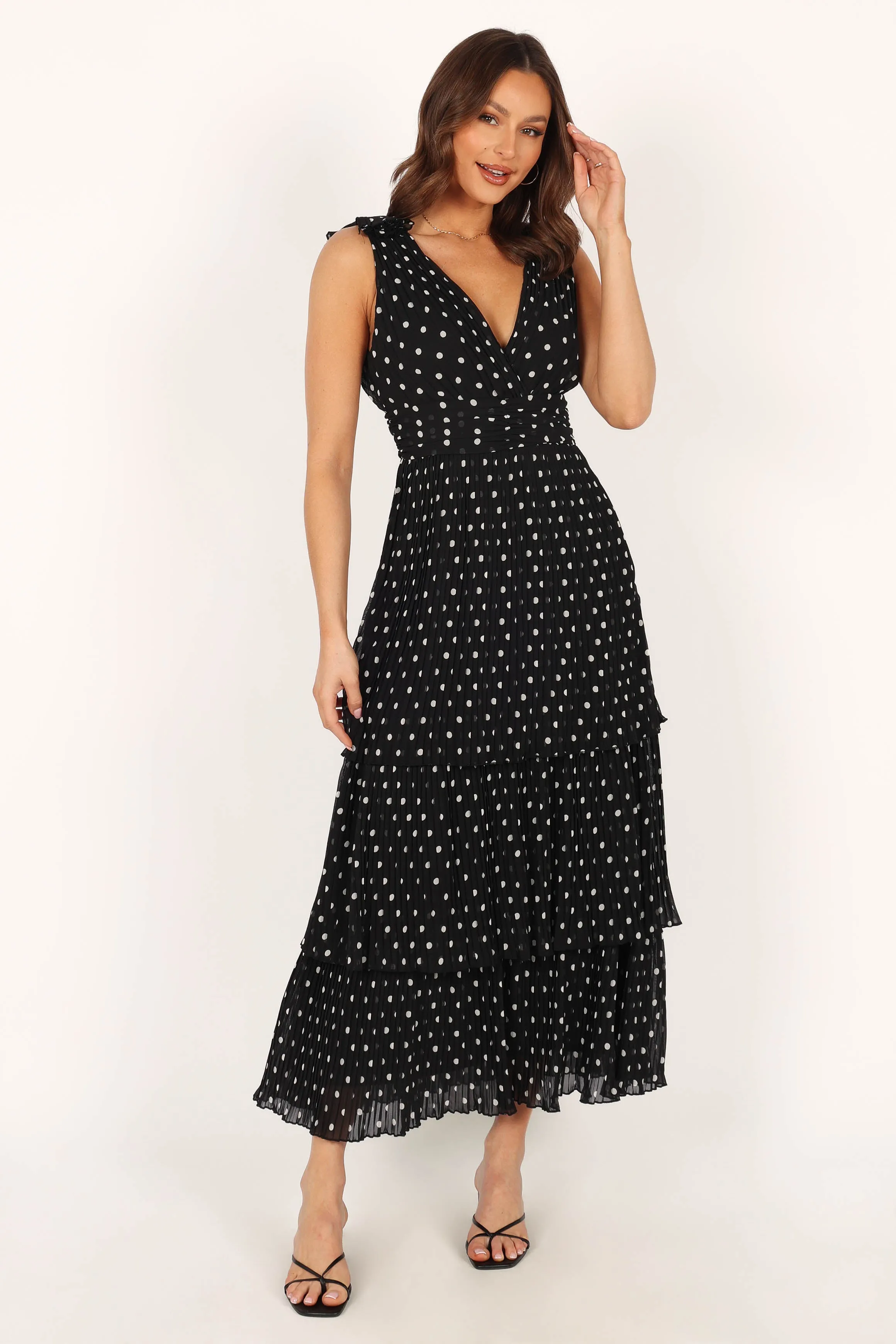 Andromeda Maxi Dress - Black White Polka Dot