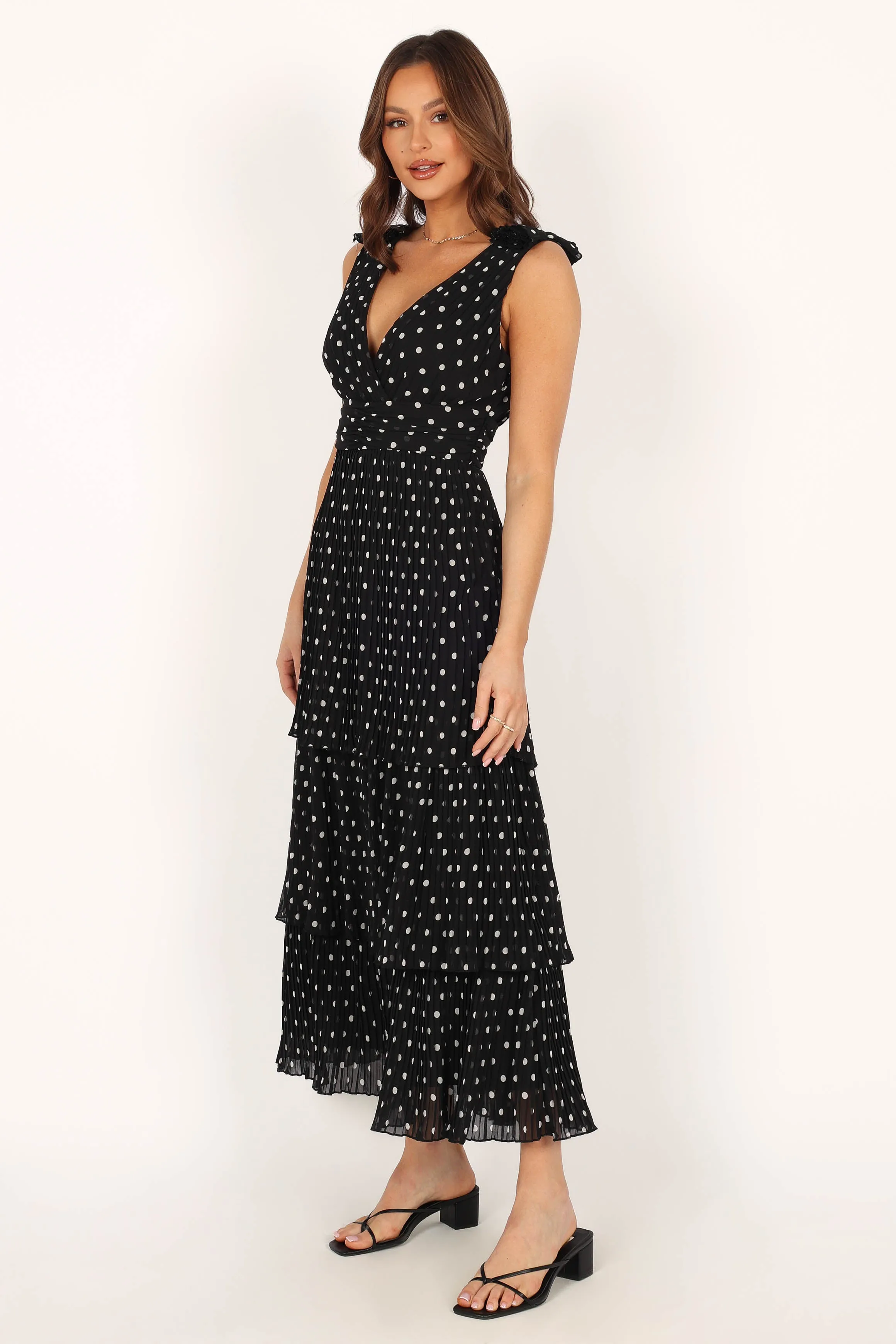 Andromeda Maxi Dress - Black White Polka Dot