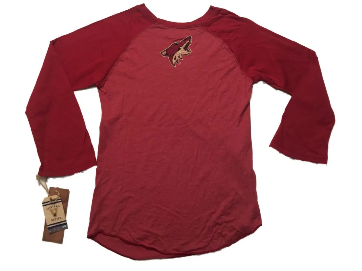 Arizona Coyotes Retro Brand WOMEN Red 3/4 Sleeve Raglan T-Shirt