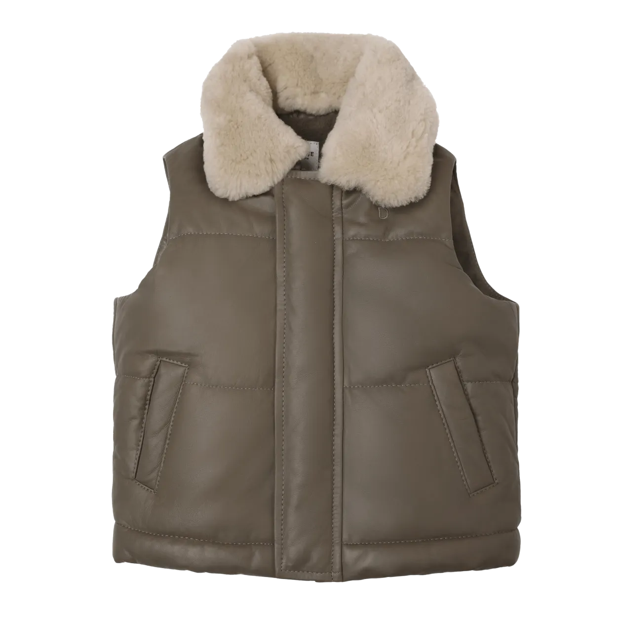 Bees Leather Bodywarmer | Dark Taupe Leather