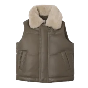 Bees Leather Bodywarmer | Dark Taupe Leather