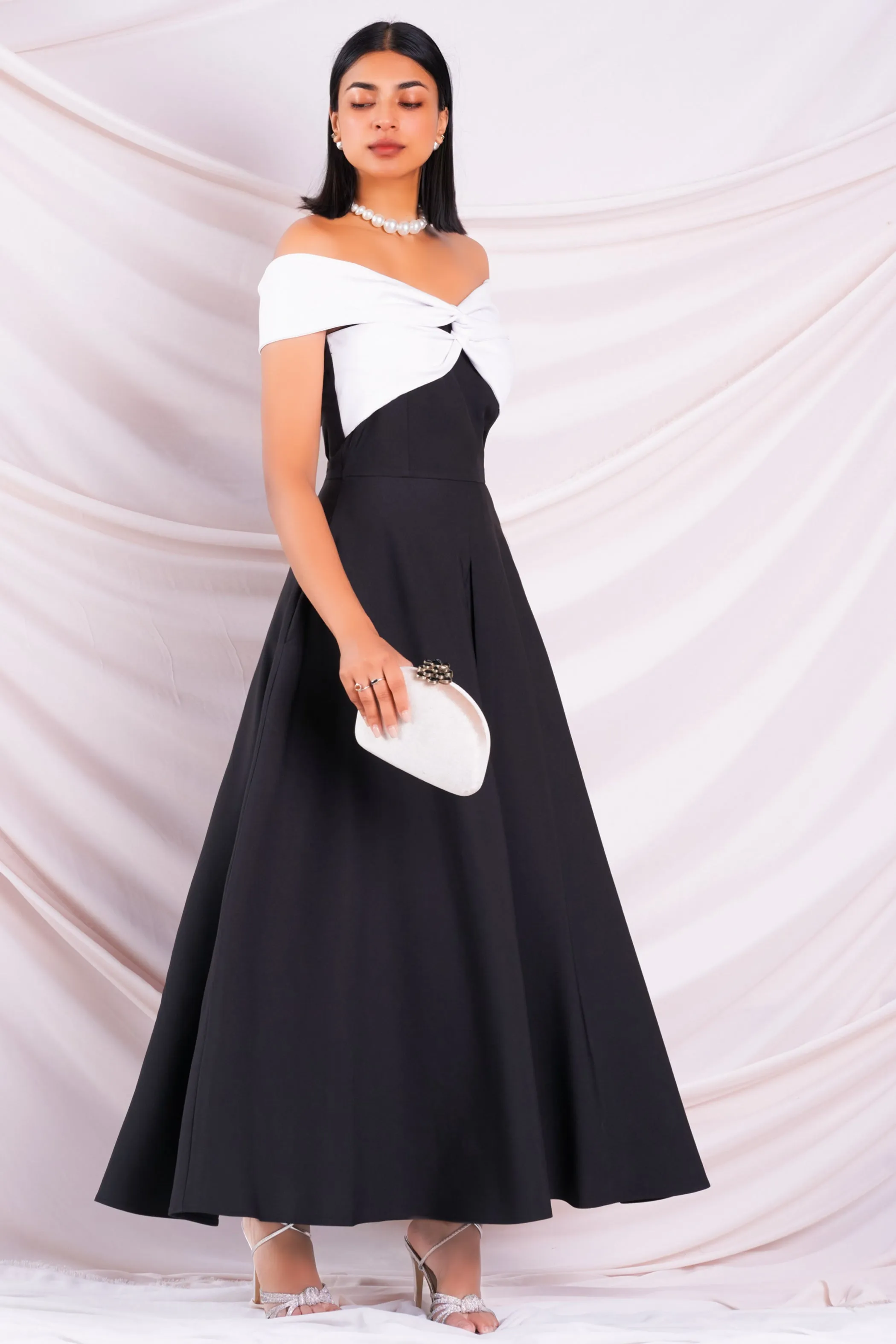 Black & White Off Shoulder Dress