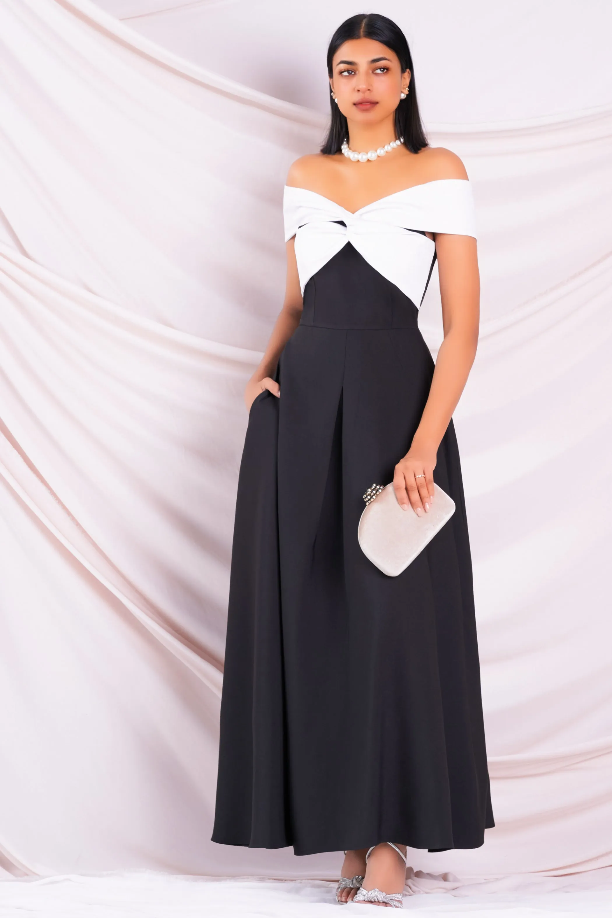 Black & White Off Shoulder Dress