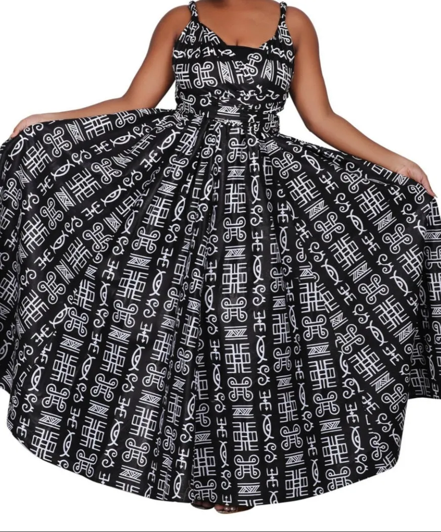 Black & White Wax Print Infinity Dress 16117-227