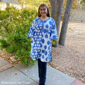 Blue & White Ikat Dress-Tunic