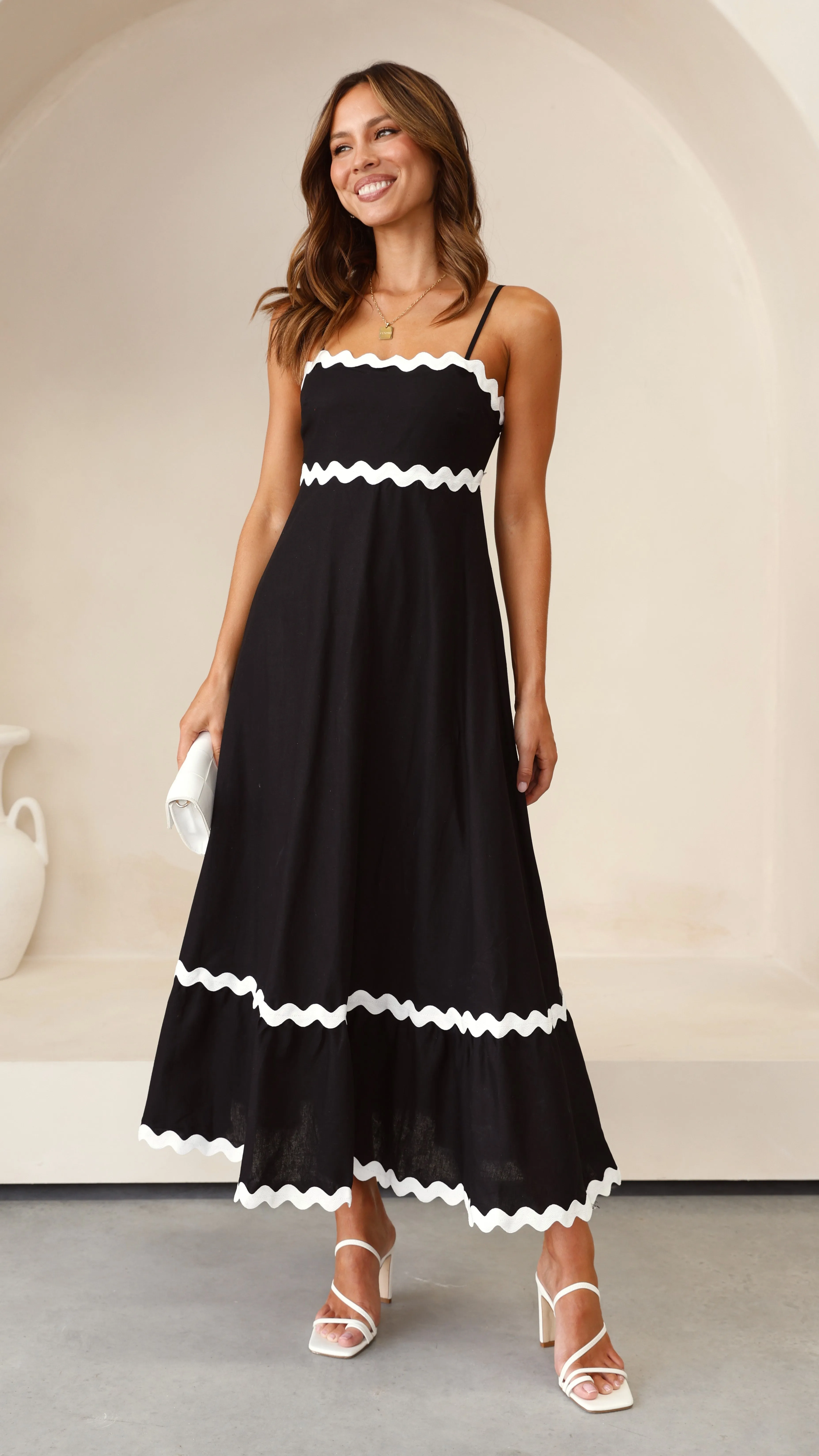 Brodey Midi Dress - Black / White