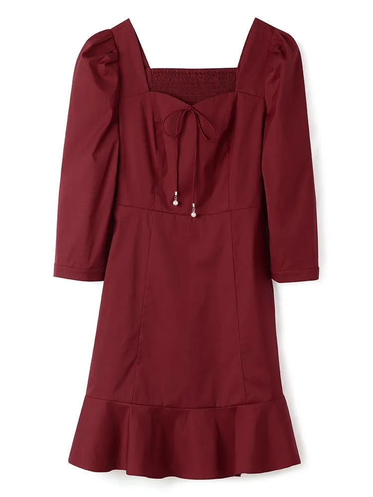 Chili Red Half-sleeve Dress