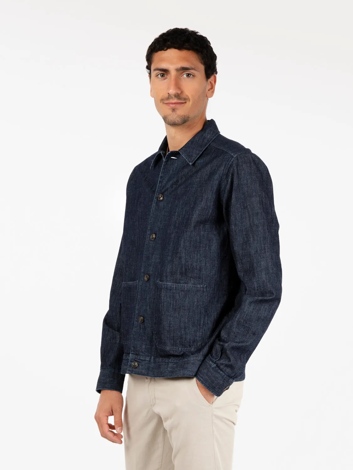 Giacca camicia denim indigo