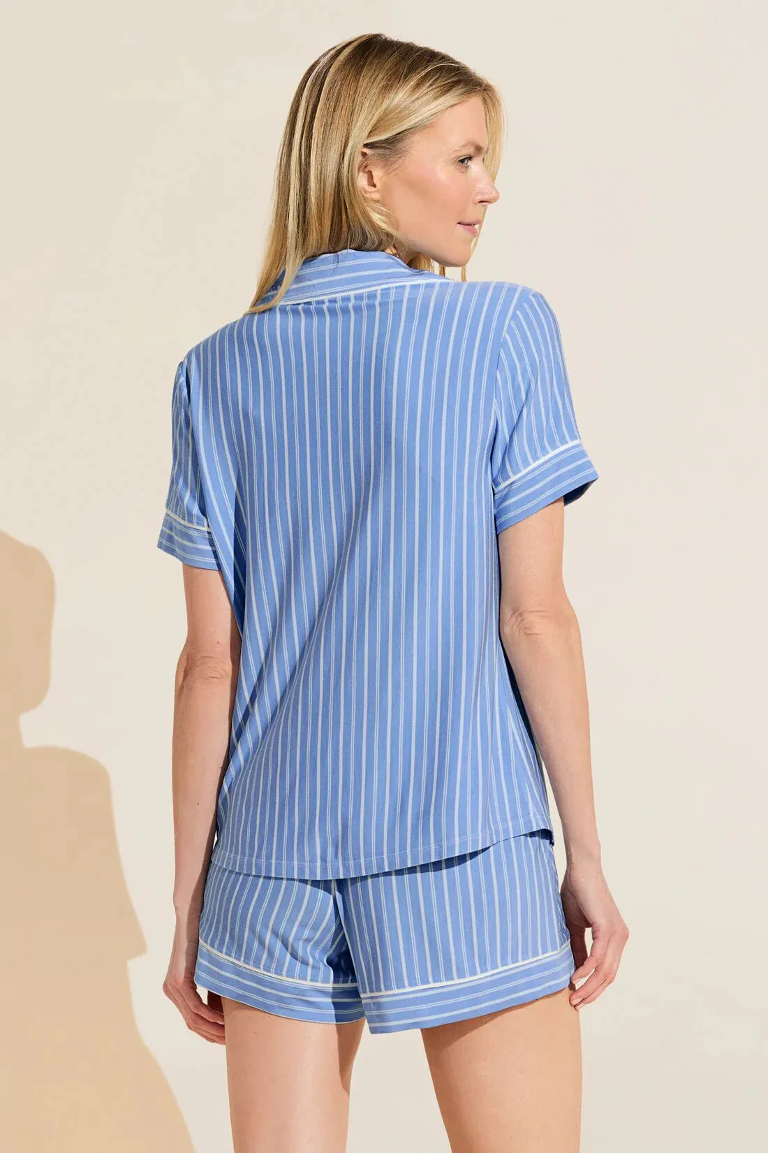 Gisele Relaxed Short PJ Set | Nordic Stripes Vista Blue/Ivory