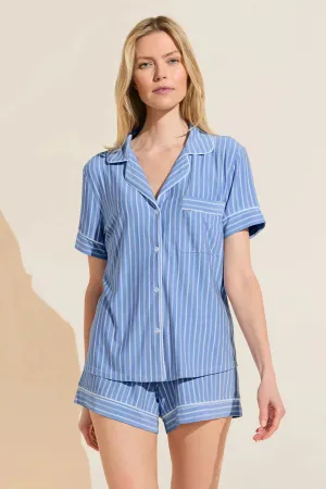 Gisele Relaxed Short PJ Set | Nordic Stripes Vista Blue/Ivory