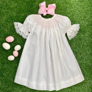 Heirloom Ivory & Pink Smocked dress