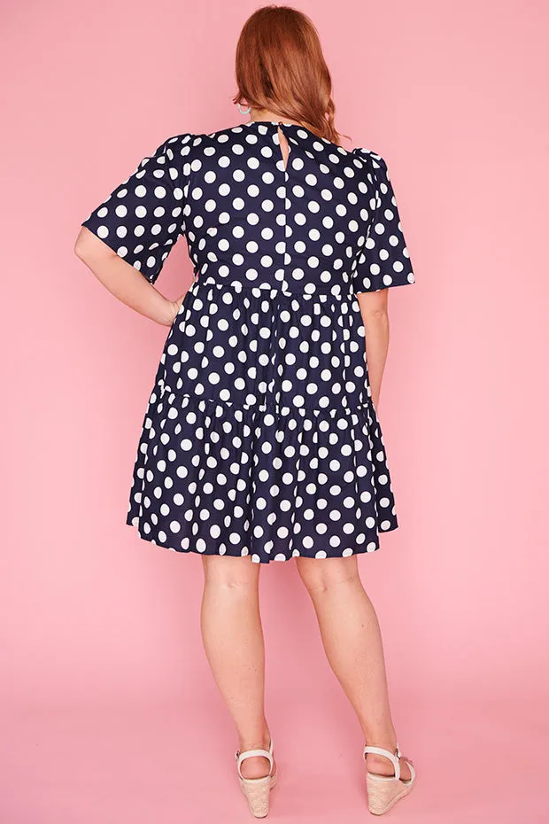 Isadora Navy & White Spot Dress