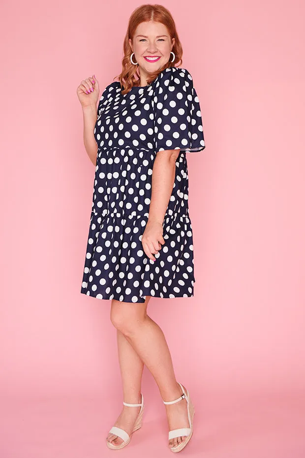 Isadora Navy & White Spot Dress