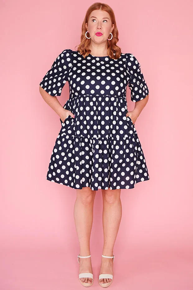 Isadora Navy & White Spot Dress