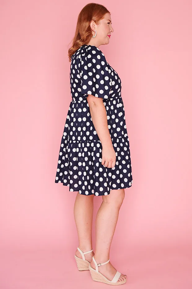 Isadora Navy & White Spot Dress