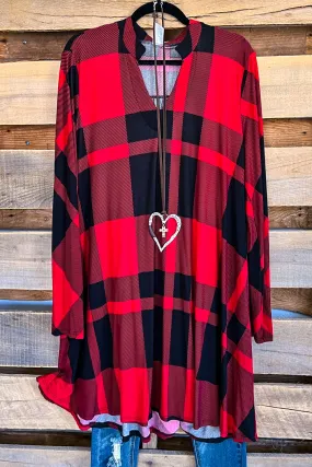 Love Of Life Plaid Knit Dress - Red