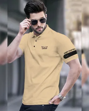 Men Beige Designer Polo T-shirt