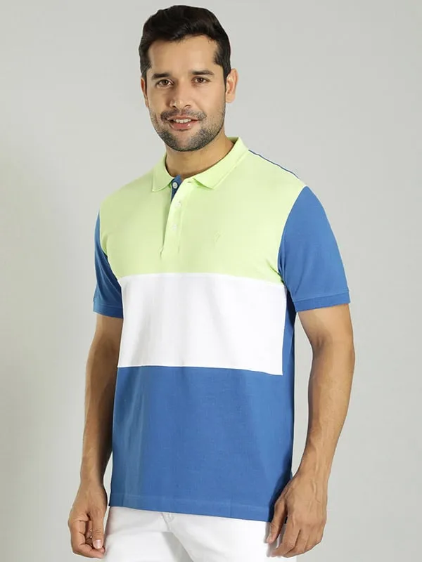 Men Color Block Polo T-Shirt