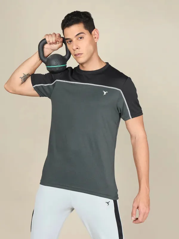 Men Colorblock Slim Fit Crew Neck T-shirt with TECHNO COOL 