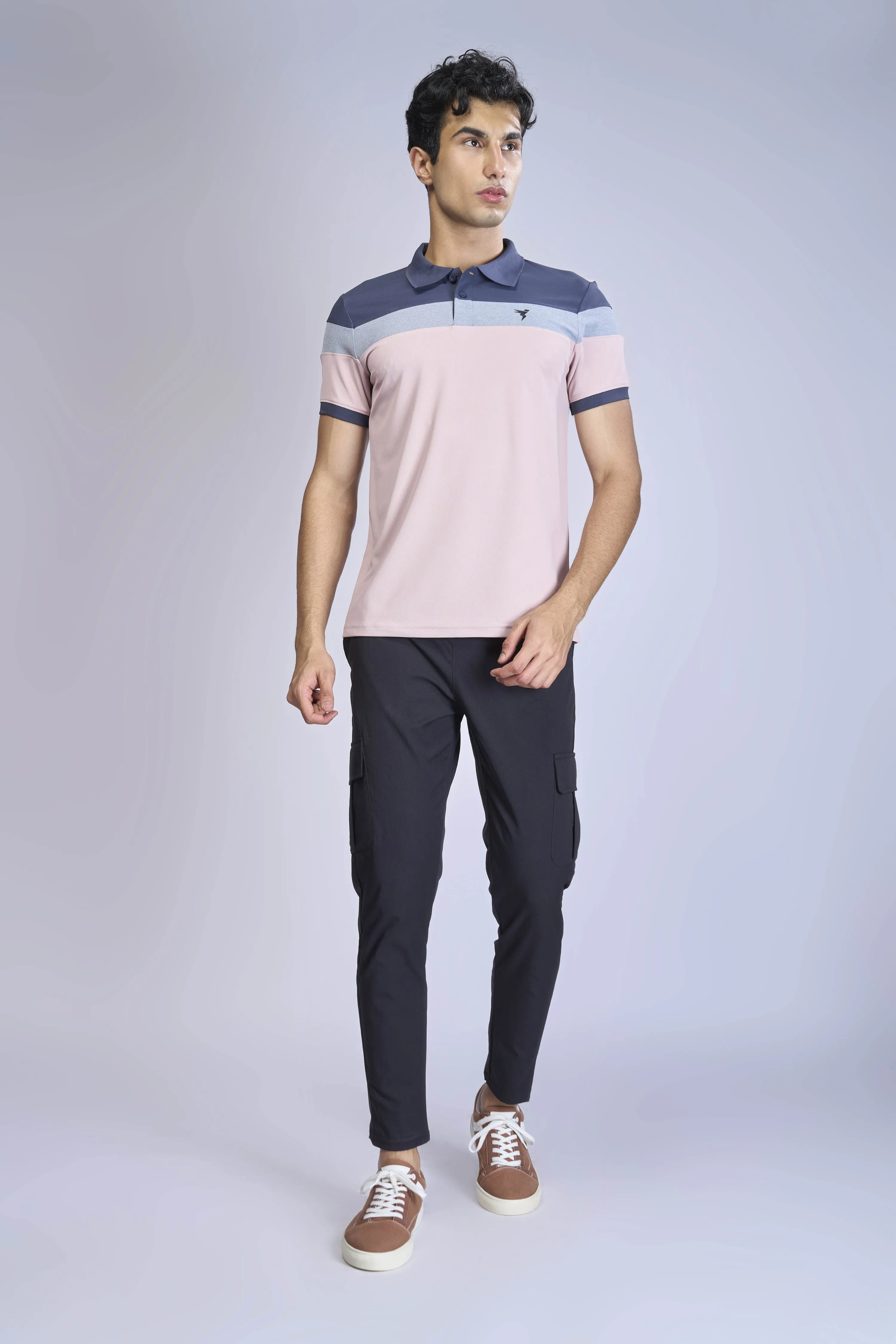 Men Colorblock Slim Fit Polo T-shirt with MATPIQ