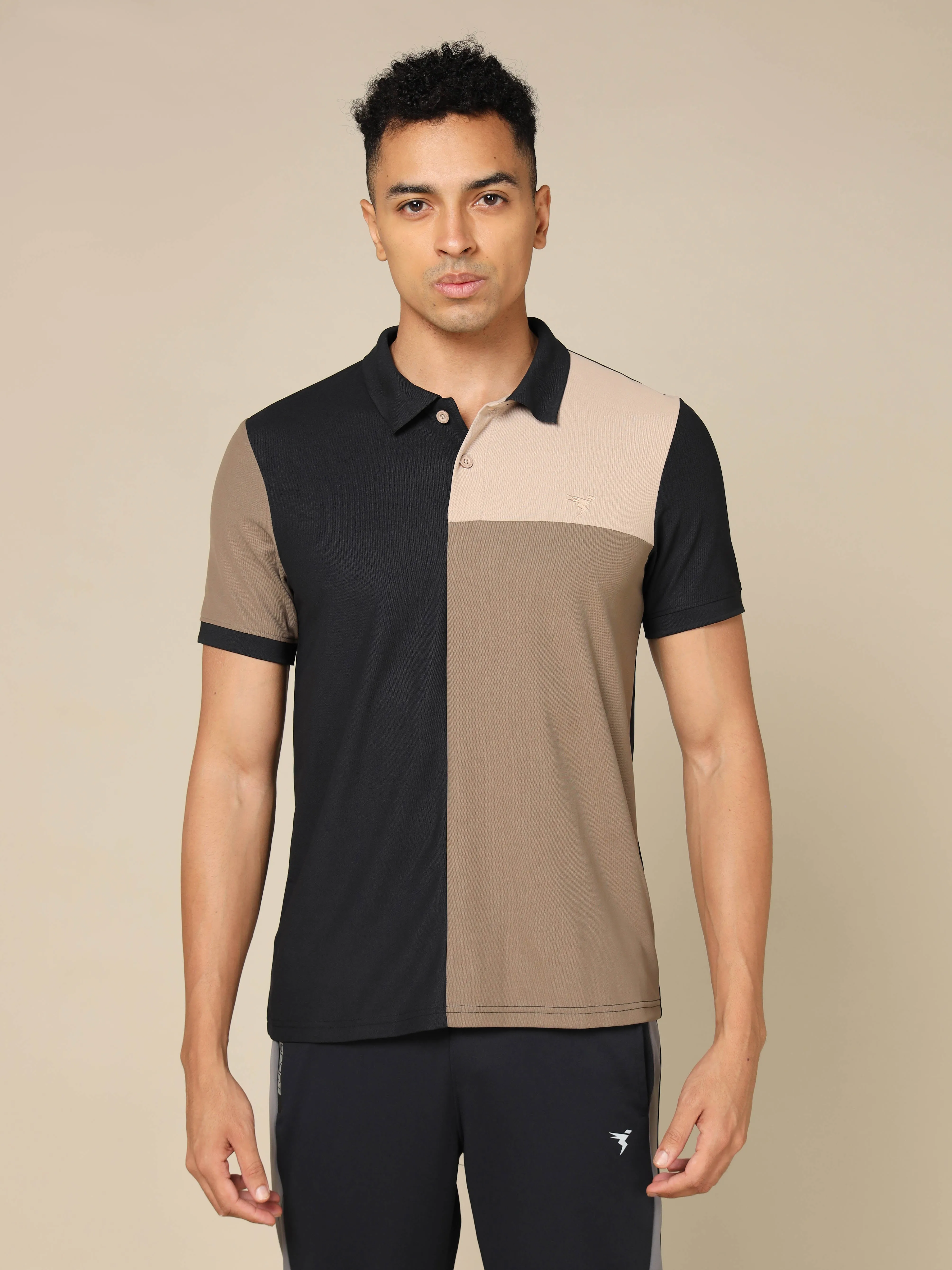 Men Colorblock Slim Fit Polo T-shirt with TECHNO COOL 