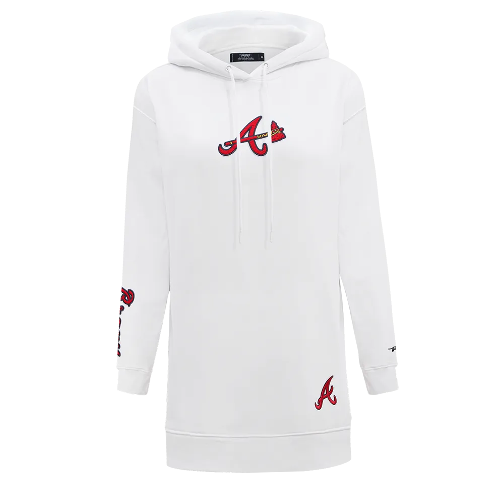 MLB ATLANTA BRAVES CLASSIC WOMEN'S HOODIE DRESS (WHITE)