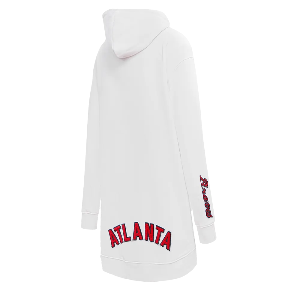 MLB ATLANTA BRAVES CLASSIC WOMEN'S HOODIE DRESS (WHITE)