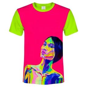 Neon Pink T-Shirt Glow in Ultraviolet Fluorescent Ulia