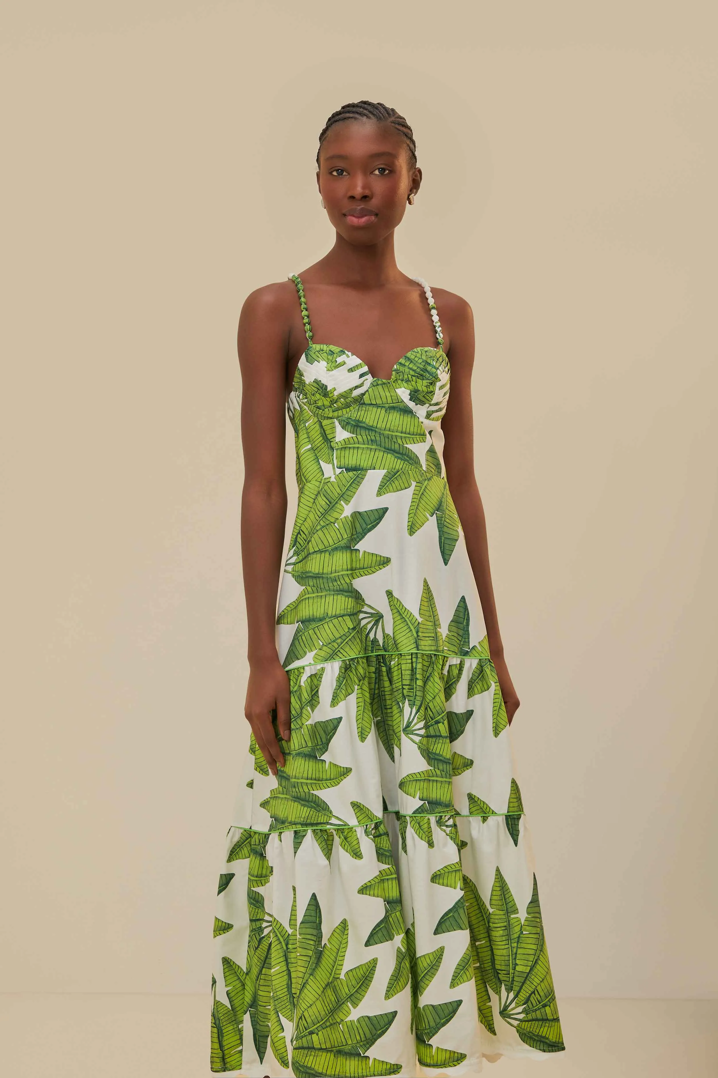 Off-White Palm Fan Midi Dress