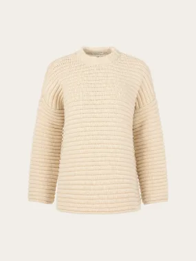 oversized structure long sleeved knit - Buttercream