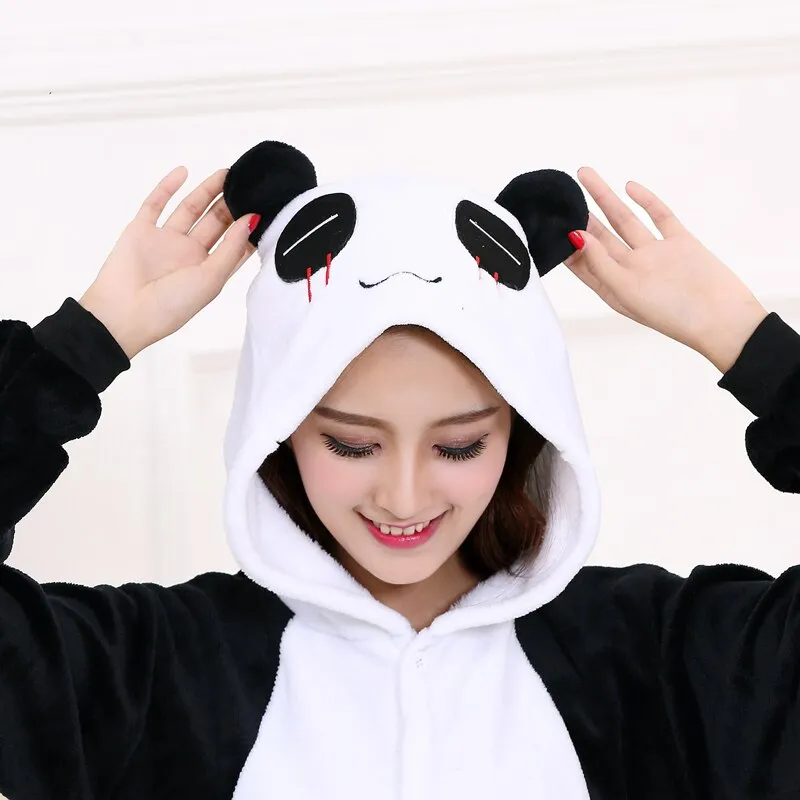 Panda Kigurumi Pajamas Bear Onesies For Adult One-Piece Pijamas Animal Nightgown Women Men Sleepwear Boy Girls Cosplay Costume