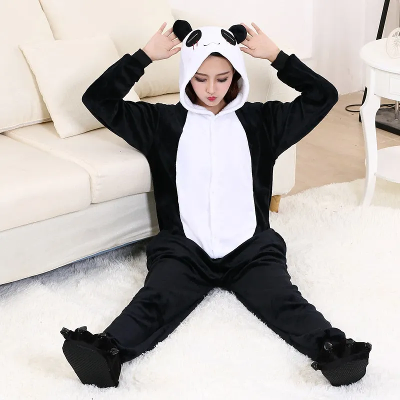 Panda Kigurumi Pajamas Bear Onesies For Adult One-Piece Pijamas Animal Nightgown Women Men Sleepwear Boy Girls Cosplay Costume