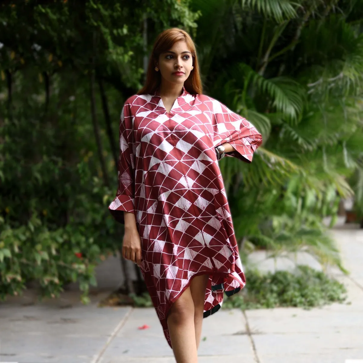 Pink & White Summer Silk Shirt Dress