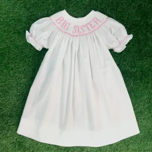 Pink Big Sister Smocked Bishop Dress