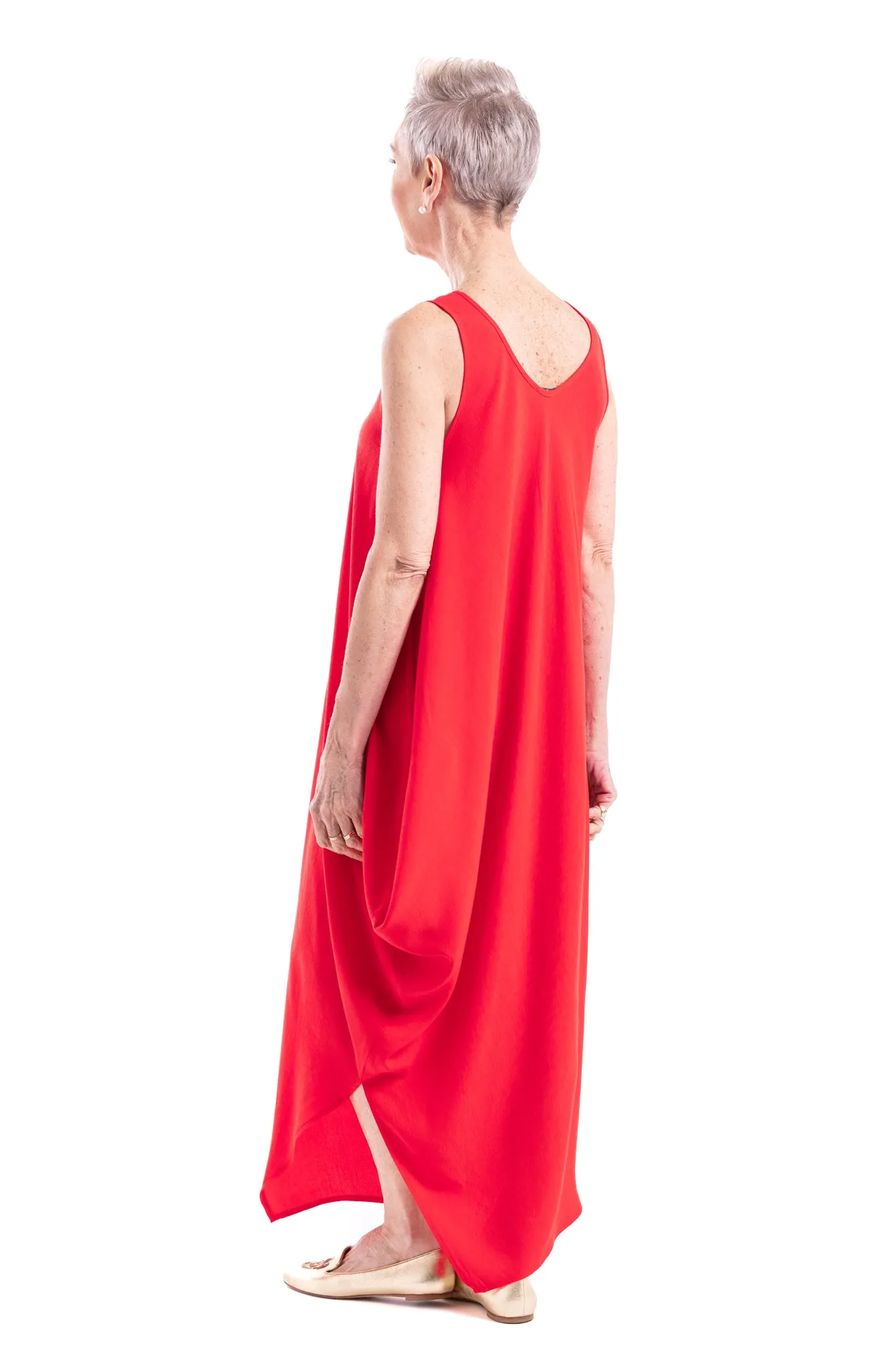 RED DRAPE DRESS RW