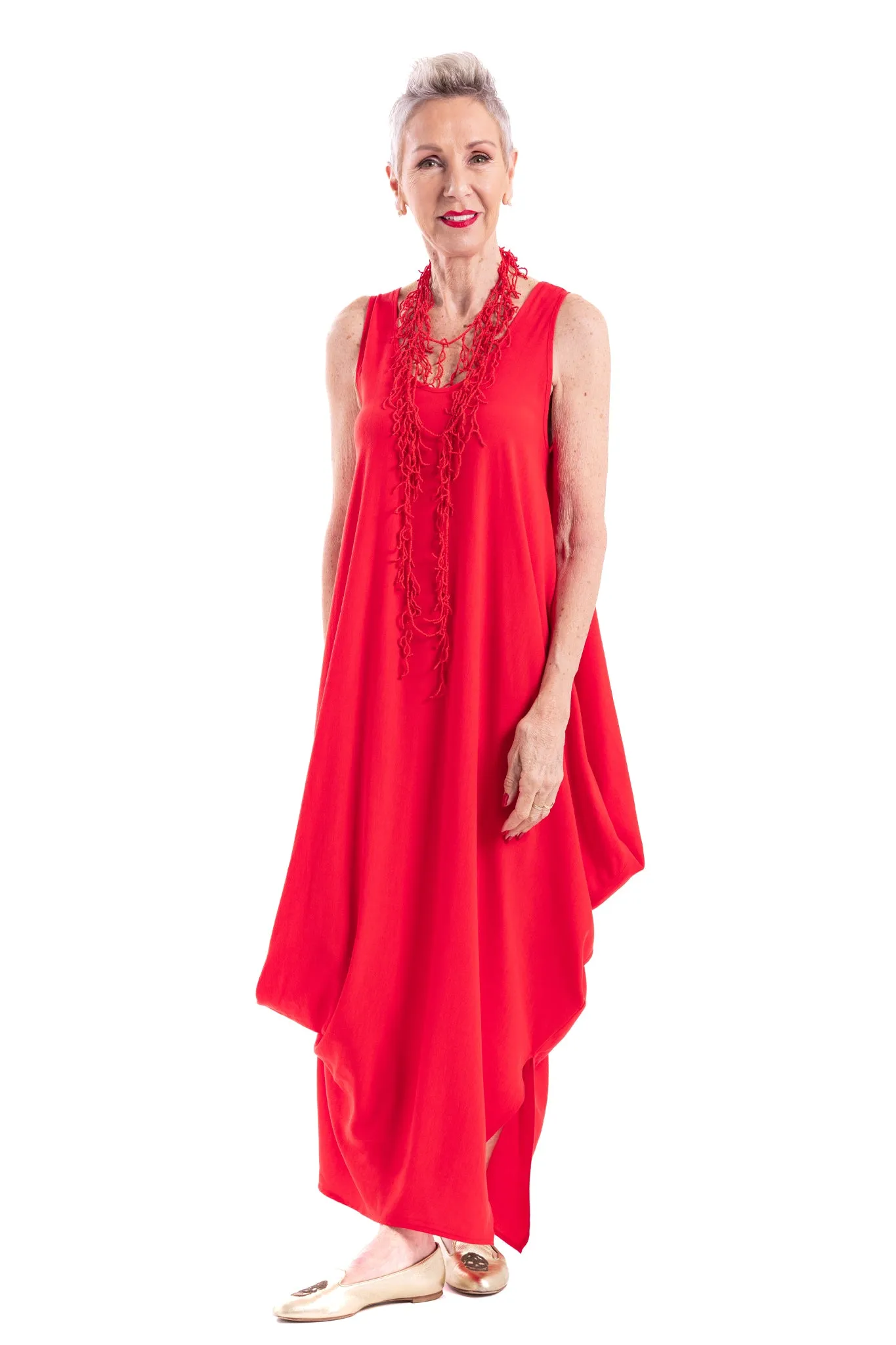 RED DRAPE DRESS RW