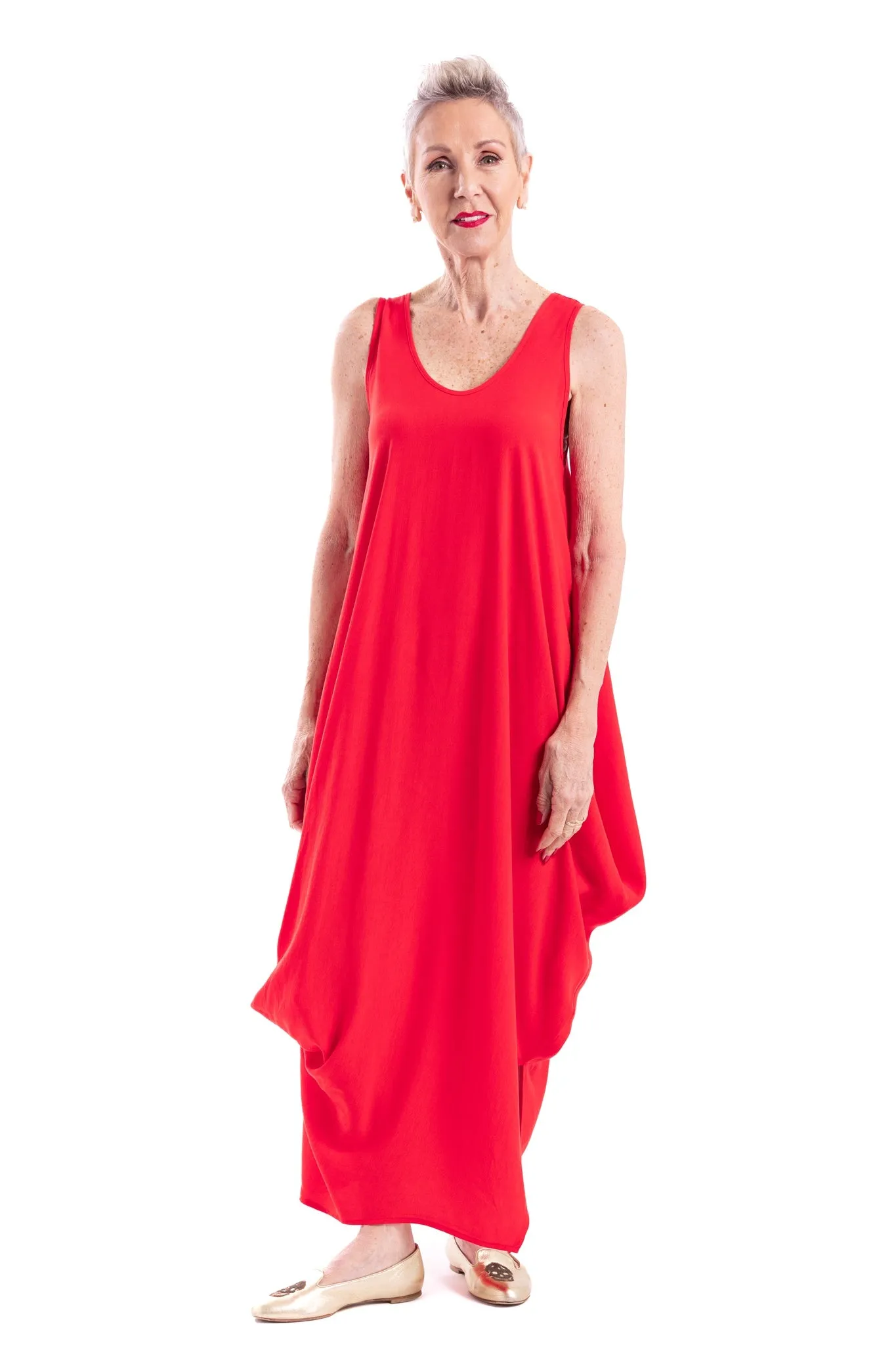 RED DRAPE DRESS RW