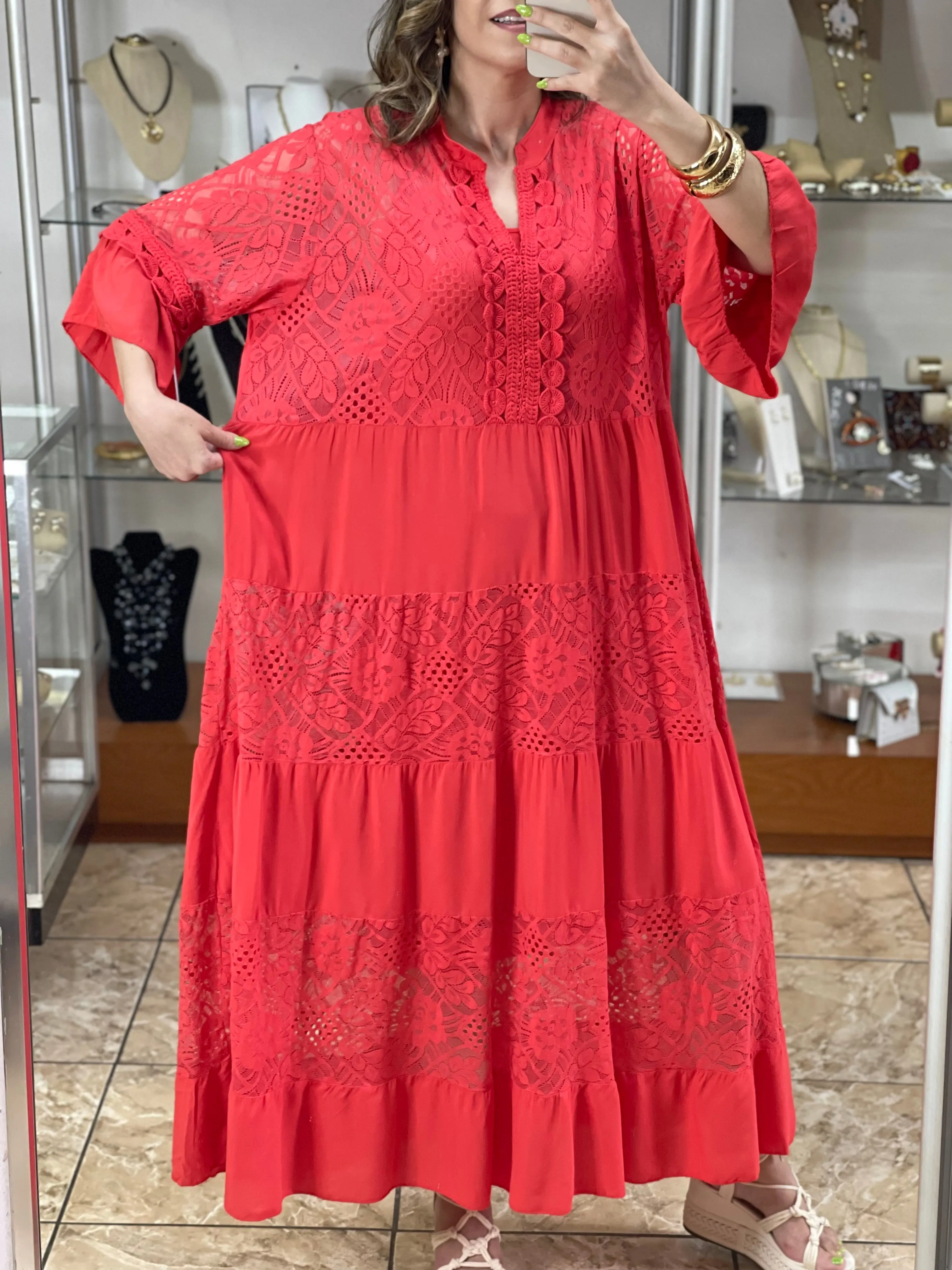 Red OS Plus Maxi Dress