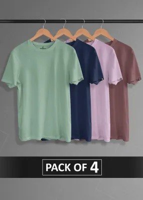 Solid Half Sleeve T-Shirt Men Combo - Pack of 4