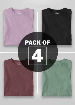 Solid Half Sleeve T-Shirt Women Combo - Pack of 4