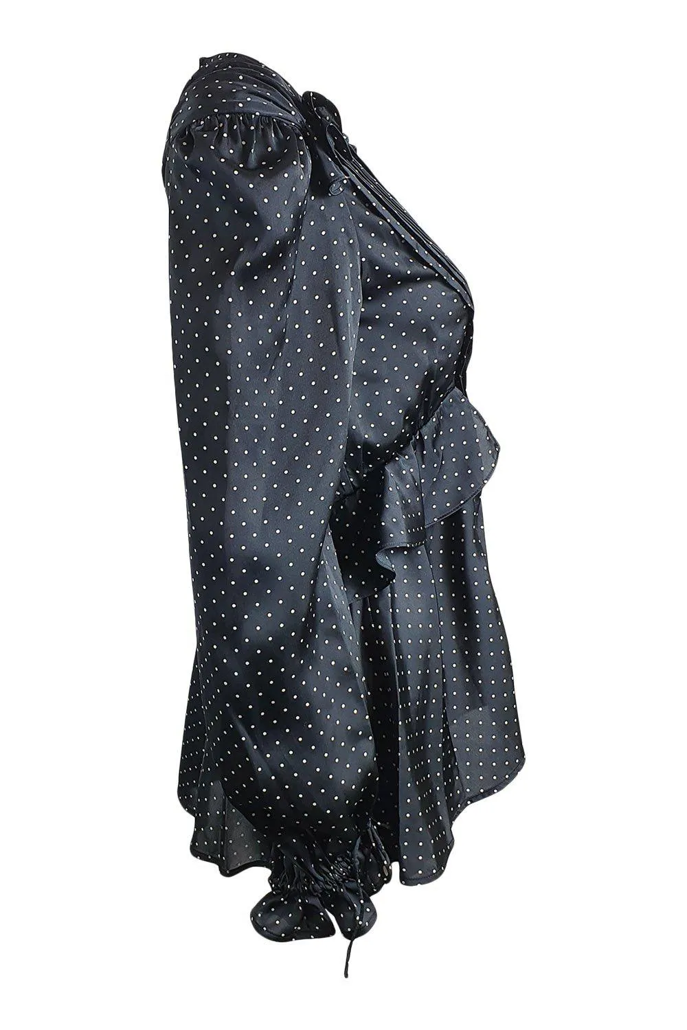 THE KOOPLES Black Long Sleeved Polka Dot Satin Blouse (2 | UK 12 | EU 38)