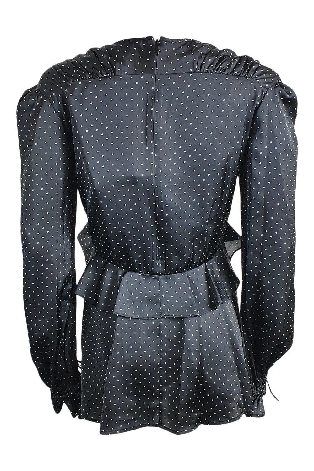 THE KOOPLES Black Long Sleeved Polka Dot Satin Blouse (2 | UK 12 | EU 38)