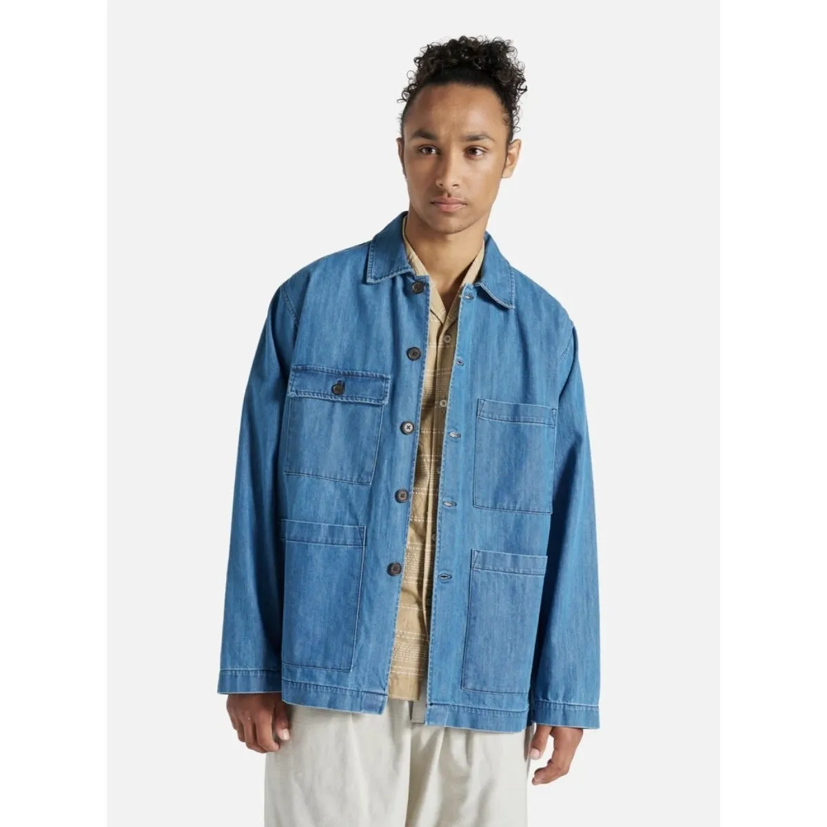 Universal Works Dockside Overshirt P3107 9oz Recycled Denim indigo