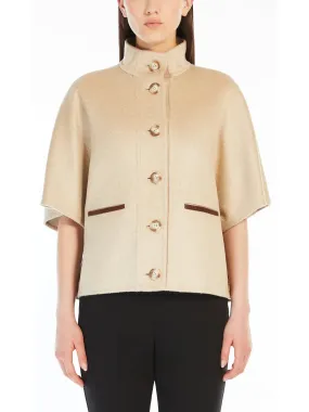 Women’s Beige Short Cashmere Cape Jacket