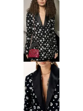 Women’s Black & White Embroidered Wool Tweed Jacket