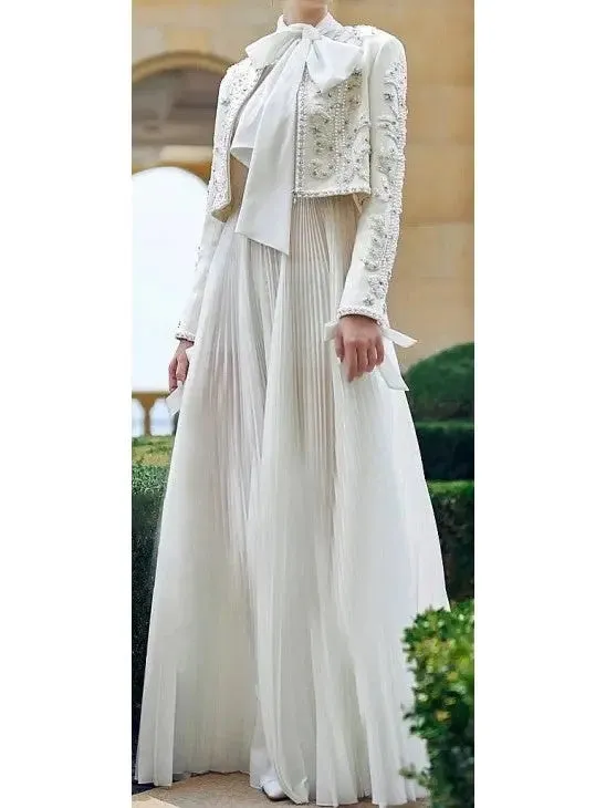 Women’s Embellished Cropped White Jacket