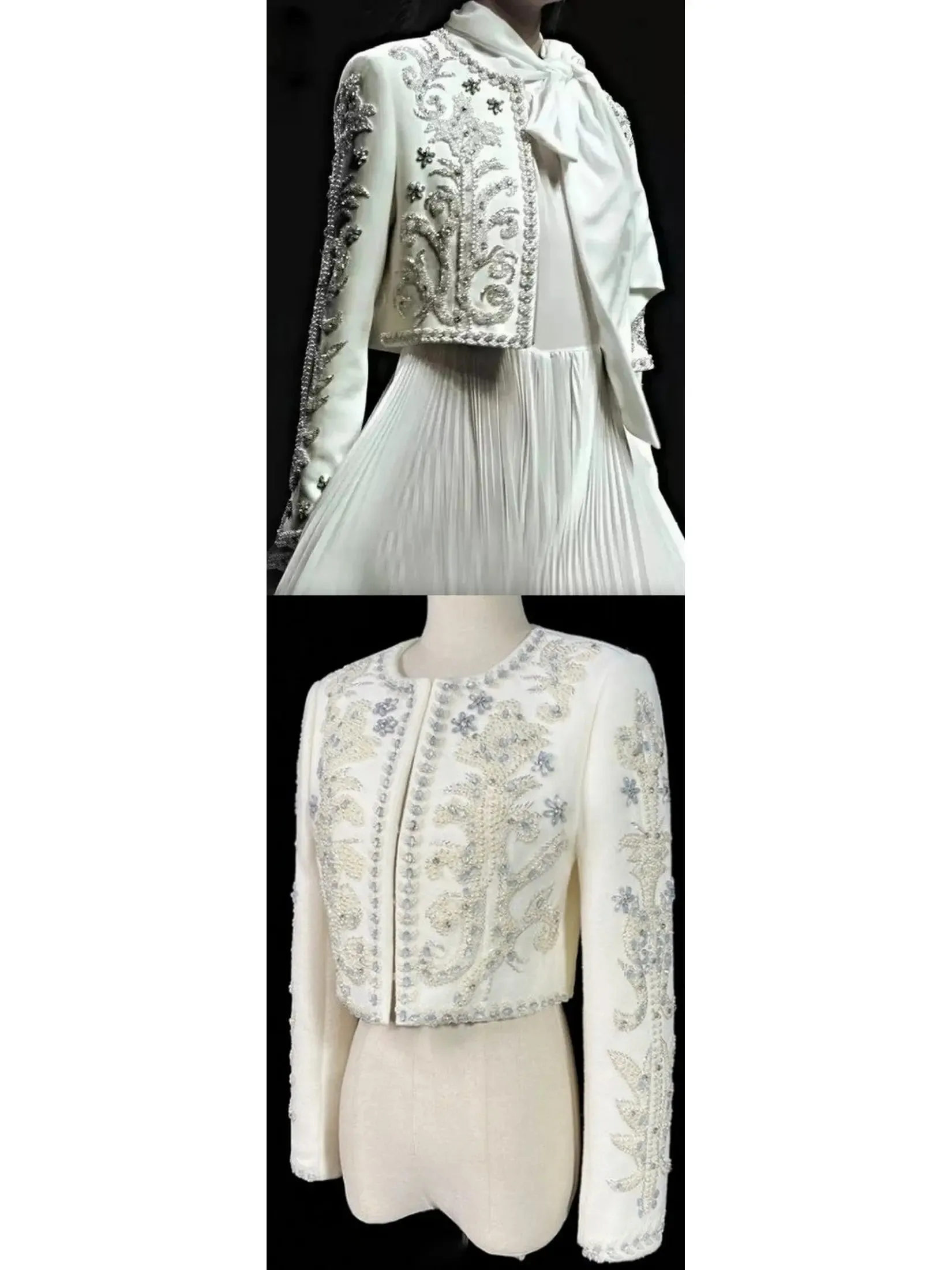 Women’s Embellished Cropped White Jacket